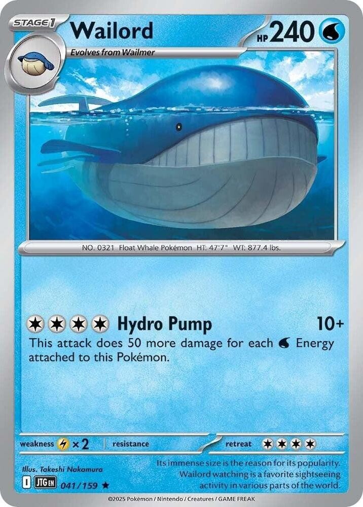 Wailord - 041/159 - Pokemon TCG Journey Together (2025) - NM - Holo Rare