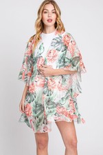 Anthropologie Women's Ruffle Lined Tropical Flamingo Cover Up Kimono Cardigan