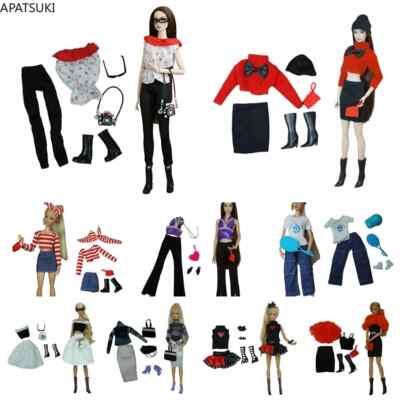 Fashion Clothes Set for 11.5in. Doll Outfits Top Skirt Pants Scarf Boots Purse