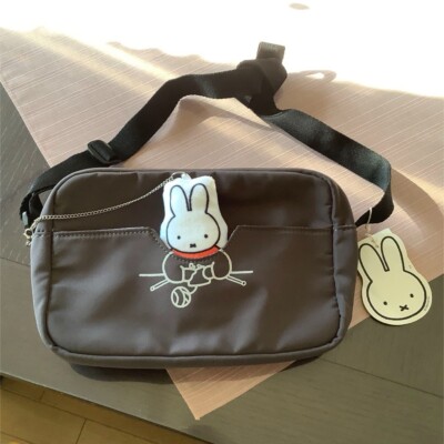Miffy × studio CLIP Shoulder Bag with Charm Grey Size 25 × 16 × 7.5cm W/Tag