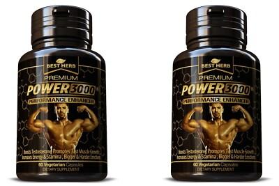 #ad 2x POWER 3000 MALE PERFORMANCE ENHANCER TESTOSTERONE BOOSTER MUSCLE GROWTH PILLS $20.95