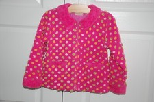 Hanna Andersson Stylish Pink Fleece Jacket Pom Pom Polka Dot Girls Size 110 5/6