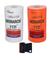 White & Red Pricing Labels for Monarch 1131 Price Gun – One White and One 