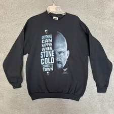Stone Cold Steve Austin Mens Crew Neck Sweatshirt Black Size L Large WWE WWF