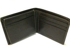 GENIUNE LEATHER RFID WALLET Dark Brown Bi-Fold ID Credit Card Cash Money Holder