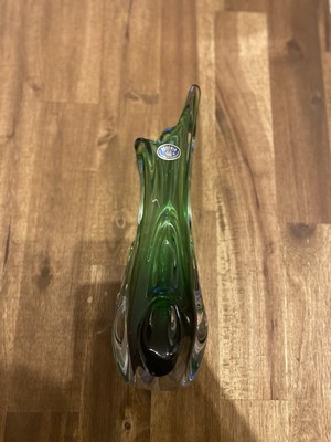 Bohemia Böhmische Vase Glas Grün Neuwertig Selten Kristall Murano Blumenvase 