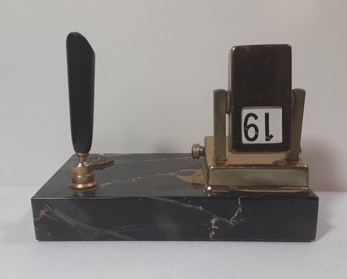 Vintage Lions Marble Desktop Perpetual Calendar Pen Holder Zone Chairman Rare - Picture 12 of 23