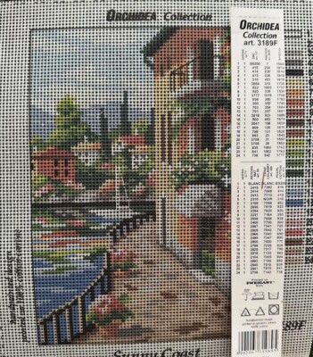 Printed needlepoint tapestry canvas only 7x9.5 inch Sunny Coast Orchidea