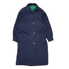 Evans Vintage 90s Navy Zip & Snap Fasten Longline Coat Uk Women's Size 16