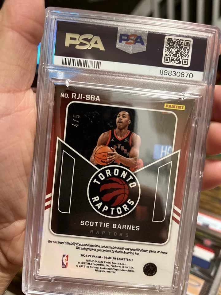 2021 Obsidian Scottie Barnes Rookie Jersey Number 4/5 Red - Image 2 of 2