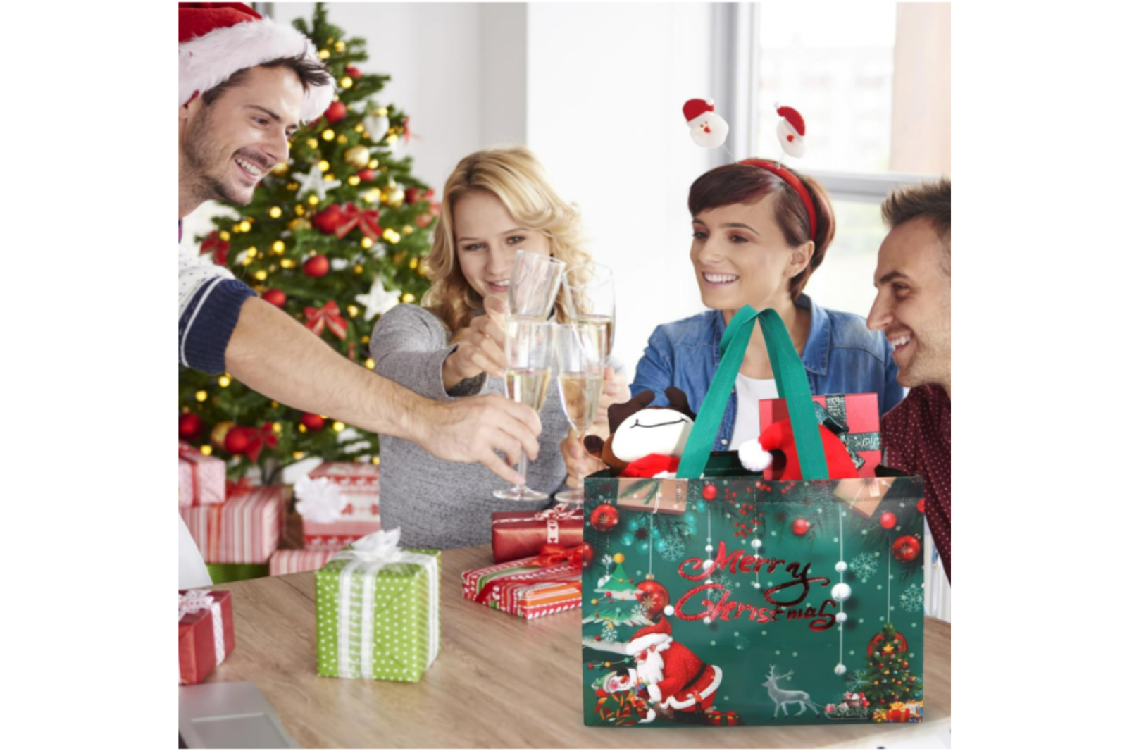 NEW...8Pcs Christmas Gift Bags, Large Christmas Bags for Gifts, 12.8"×9