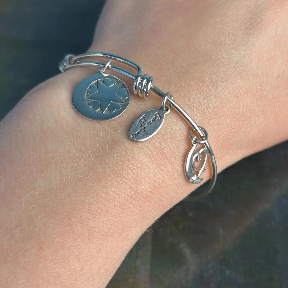 Hallmarked STERLING SILVER 925 Bangle Bracelet Dangle Charms Love to the Moon - Image 3 of 4