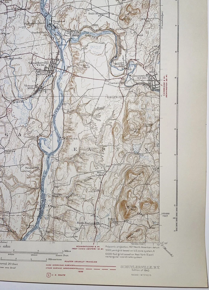 Schuylerville NY Topography Map, Saratoga, Wilton, Saratoga Lake, Hudson River - Image 4 of 4