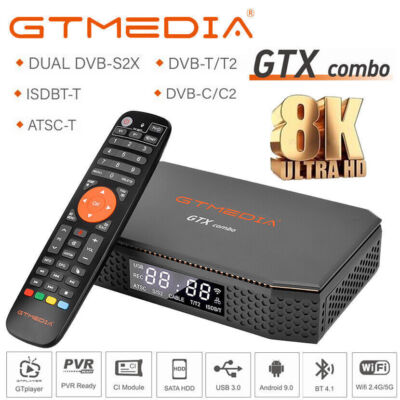 8K DVB-S2X/T2/Kabel Sat Receiver Satelliten Android Smart TV Box CI+ CAM Tivusat