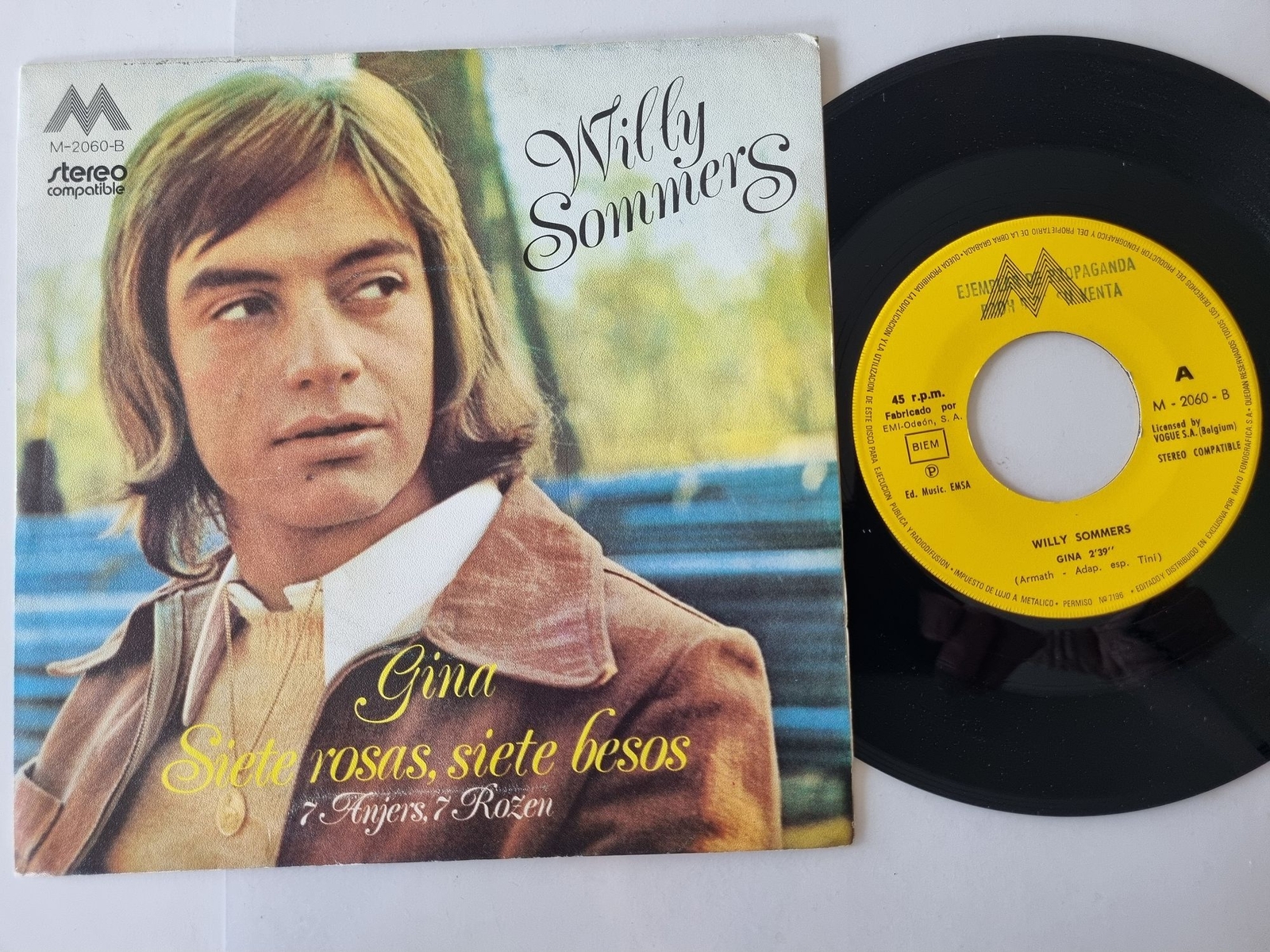 Willy Sommers - Gina/ Siete rosas, siete besos 7'' Single SUNG IN SPANISH