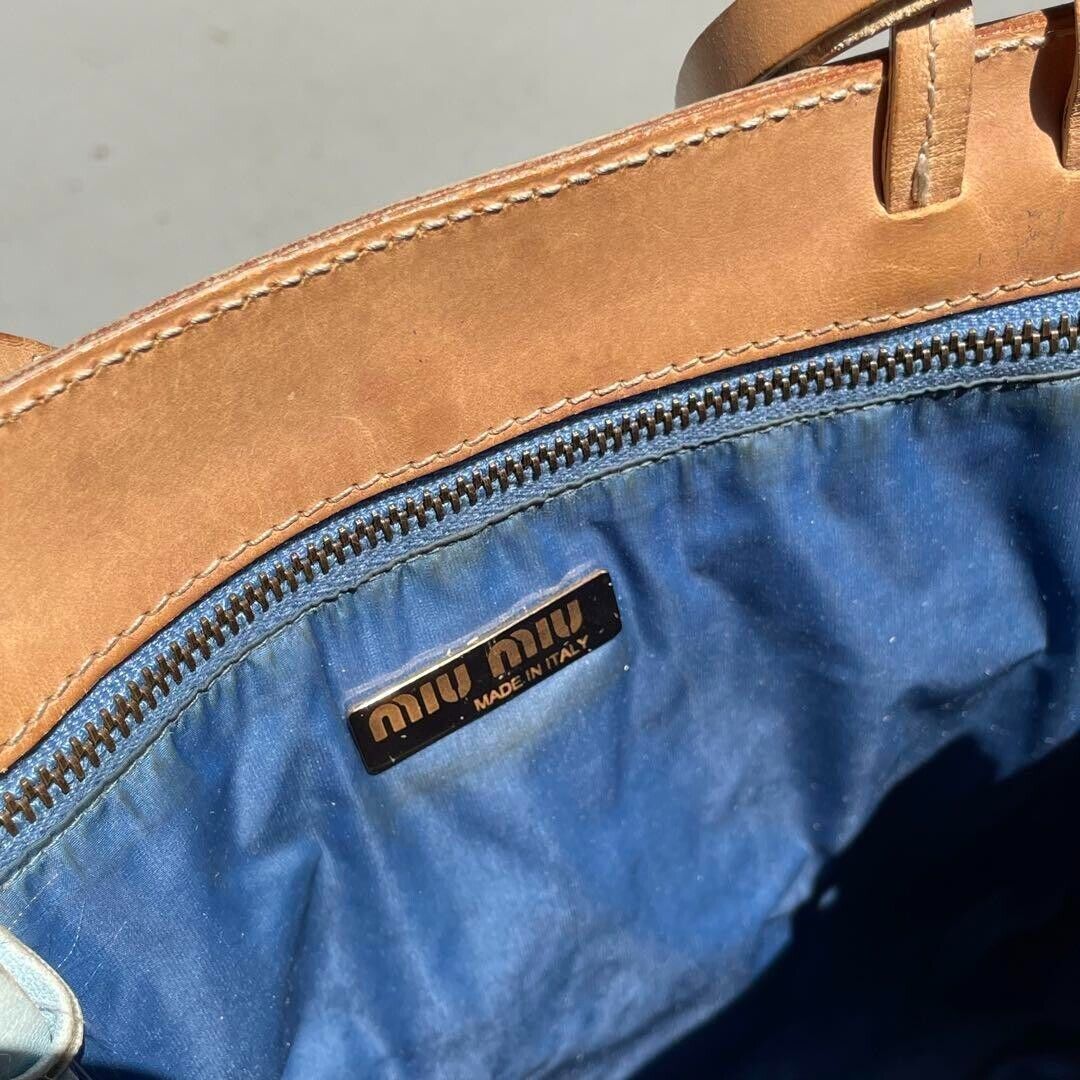 MIU MIU Hand Bag Leather Beige Archive 90s Vintage Traceable MIU MIU Hand Bag Leather Beige Archive 90s Vintage Traceable