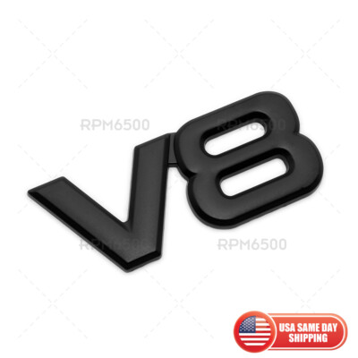Universal V8 Sport Car Suv Van Truck 3D Decal Badge Emblem Decorate Black Metal