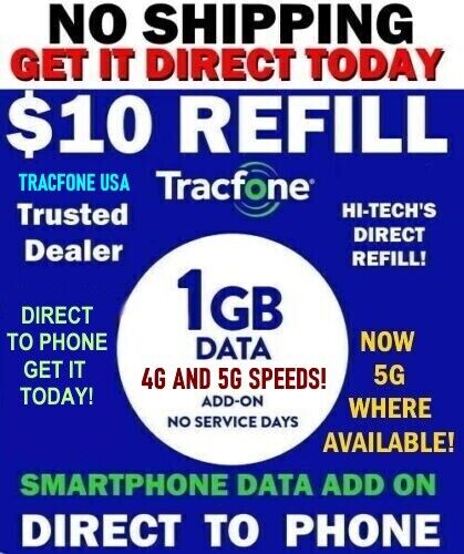 $10 TRACFONE SMARTPHONE REFILL⭐ 1GB DATA FAST AND DIRECT ⚡ GET IT TODAY! - Picture 1 of 5