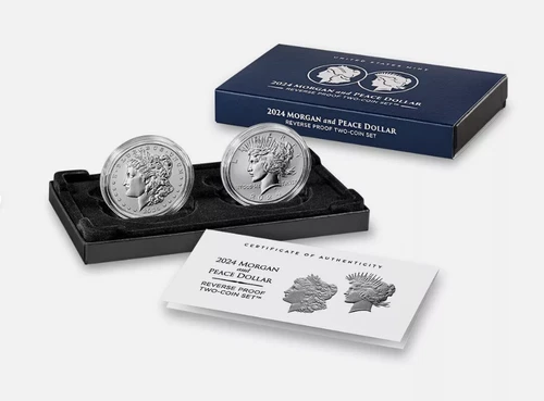 2024 Morgan and Peace Dollars Reverse Proof with Box and CoA