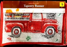 Perfect Harvest Table Runner Red Farm Truck Going To Market 13 x 68 Inches NWT
