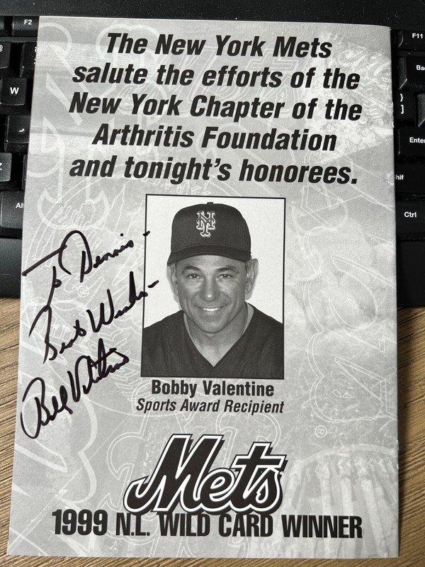 Bobby Valentine NEW YORK METS Signed in person Autograph Manager