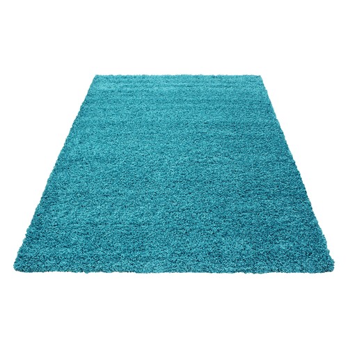 Shaggy Hochflor Langflor Teppich Soft Wohnzimmerteppich Farbe Türkis Einfarbig - Bild 4 von 5