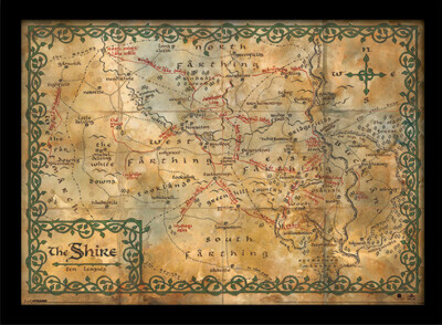 Der Hobbit - Auenlandkarte - Offizieller 30 x 40 cm gerahmter Druck Wandbild - FP10531P-PL