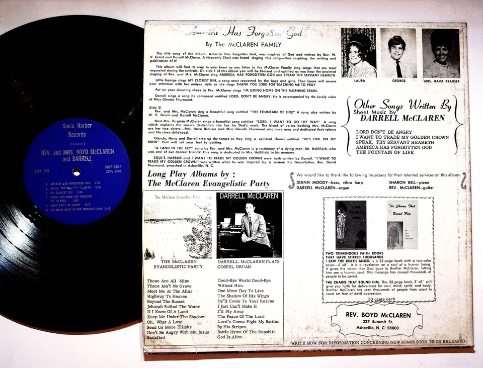 The McCLaren Family America Has Forgotten God Gospel Christian Vinyl LP Record - Image 2 of 4