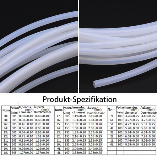 TRANSLUZENTES PTFE-ROHR KAPILLARROHR 3D DRUCKER HOHE QUALITÄT HOHE TEMPERATUR - Bild 2 von 15