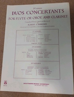 Duos Concertants By Andraud For Flute Or Oboe And Clarinet 1st Series Music Book