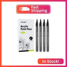 SFAIH Black Paint Markers Pens -4 Pack 0.7MM Fine Tip Acrylic Markers for Rock R