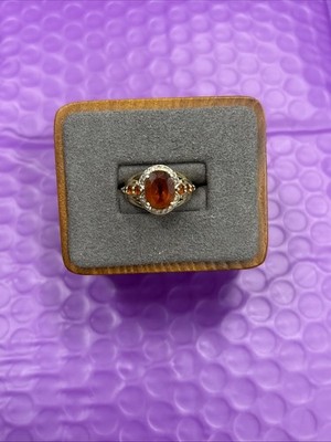  SCHÖNER STAUER RING STERLINGSILBER GOLDFARBEN CITRIN GRÖSSE 5,25 (4)