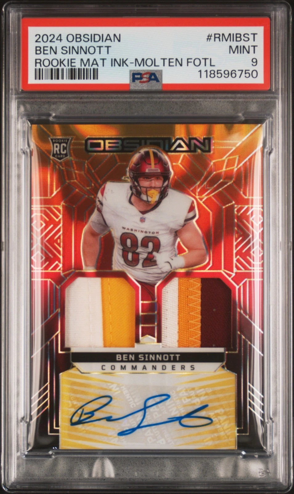Ben Sinnott Panini Obsidian Rookie Materials Ink #RMIBST Molten Fotl
