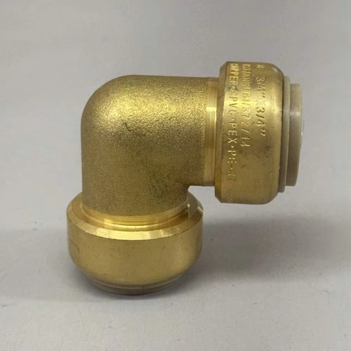 JONES STEPHENS Plumbite 90 Elbow Push On 3/4"x3/4" Brass C77426LF - Picture 3 of 8