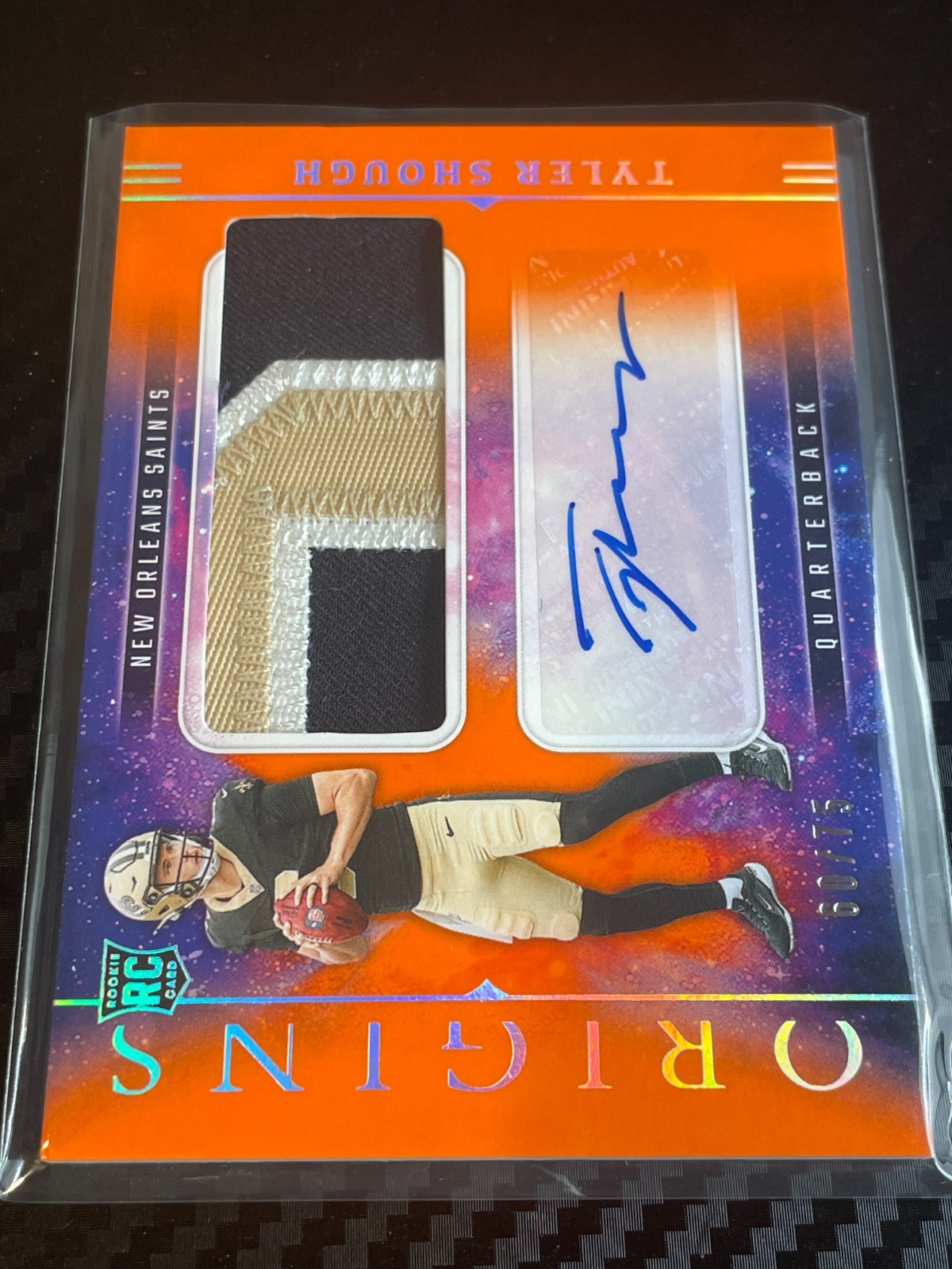 2025 Panini Origins Tyler Shough Rookie Patch Auto Orange /75 #RJJ-TSH