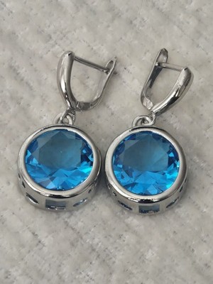 Runde Ohrringe Türkis Sterlingsilber 3 cm. Party/Abschlussball/Anlässe. UK Verkäufer