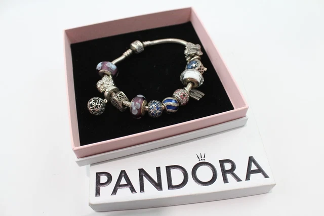 21 Pandora Sterling Silver Charm Bracelet w/ Charms Glass Enamel Butterfly (40g)