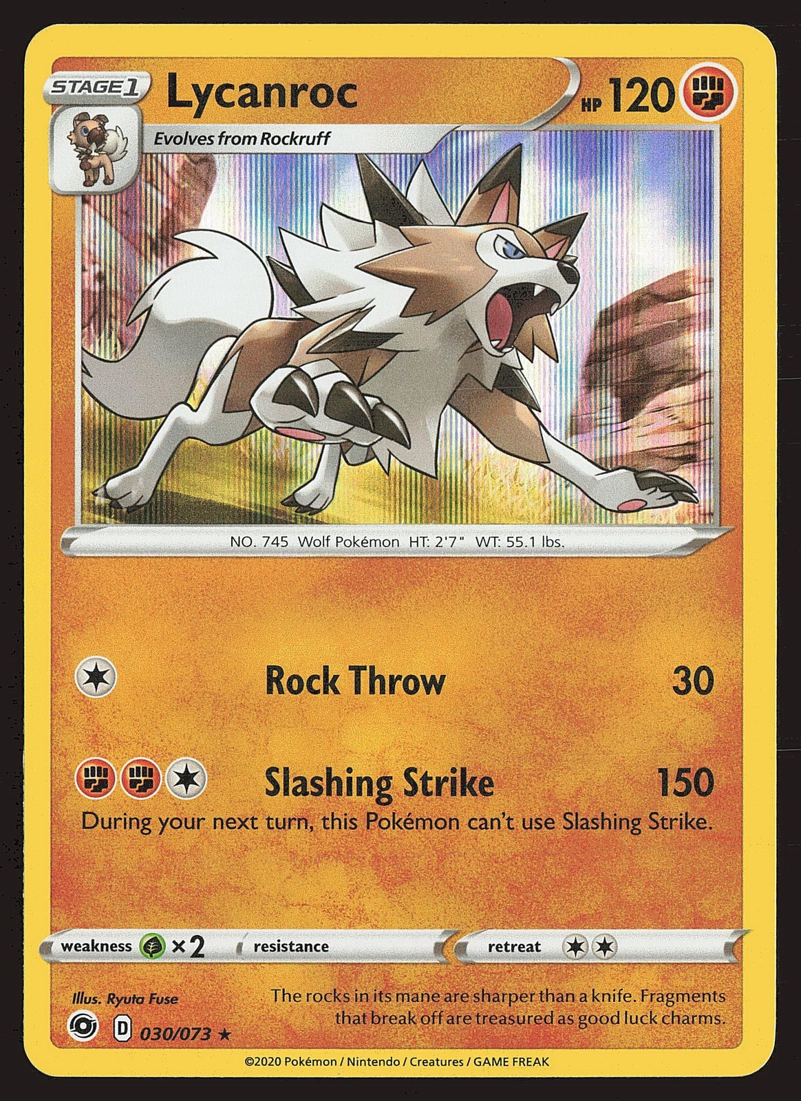 Champion's Path Lycanroc #30/73 Holo Rare Pokemon Card