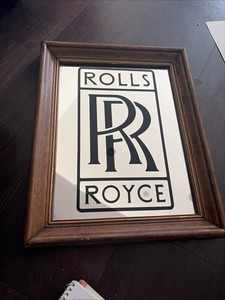 Rolls-Royce Framed "RR" Logo Sign Print Wall Decor Brown Black White
