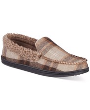 Isotoner K1523 Men Brushed Knit or Plaid Lewis Moccasin Slipper Size L /9.5-10.5