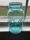 Vintage #10 Blue Glass Ball Perfect Mason Quart Jar screw lid - no lid included — photo 1