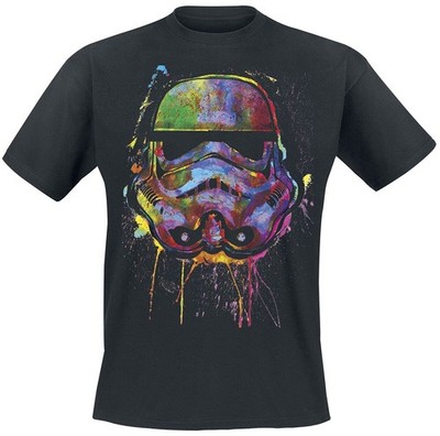 Star Wars T Shirt Paint Splats Helmet Logo New Official Man Black XL Black
