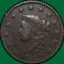 1820 Small Date Coronet Head Large Cent Extremely Fine XF Coin #29627