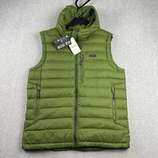 Stio Hometown Down Hooded Vest Mens Large Green Insulated Hiking Outdoors New