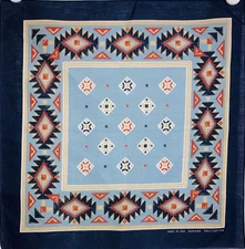 VTG Wamcraft Blues Browns Southwest Western Bandana Hankerchief  21"x21" USA