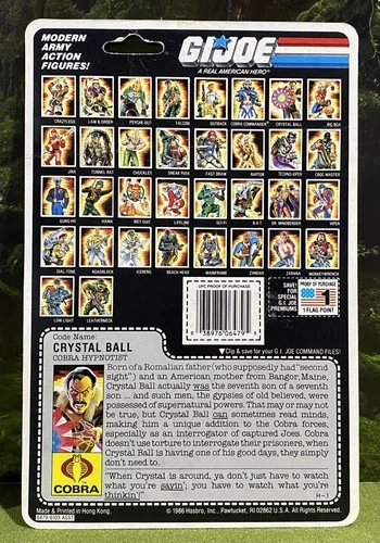 Vintage 1987 G.I. Joe CRYSTAL BALL v1 Full UNCUT File Card Back 87 GI Cobra ARAH