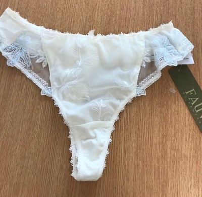 Thong by Fauve new in ivory with blue embroidery  NOW REDUCED