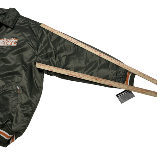 Chaqueta Rocawear Para Hombres 3XL Verde Hoja de Iris Acolchada Bombardero Universitario Satinado Nuevas Etiquetas - Imagen 6 de 12
