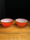 2 Orange  Fire King Bowls With Black Rims/Edges. 4 3/4” X 2”