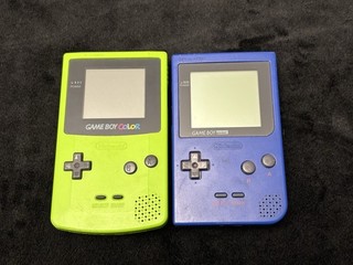 Nintendo Game Boy Color Kiwi & Game Boy Pocket Blue Parts Repair Both Power On